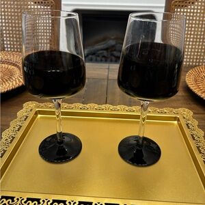 Two pier 1 unique elemental wine glasses